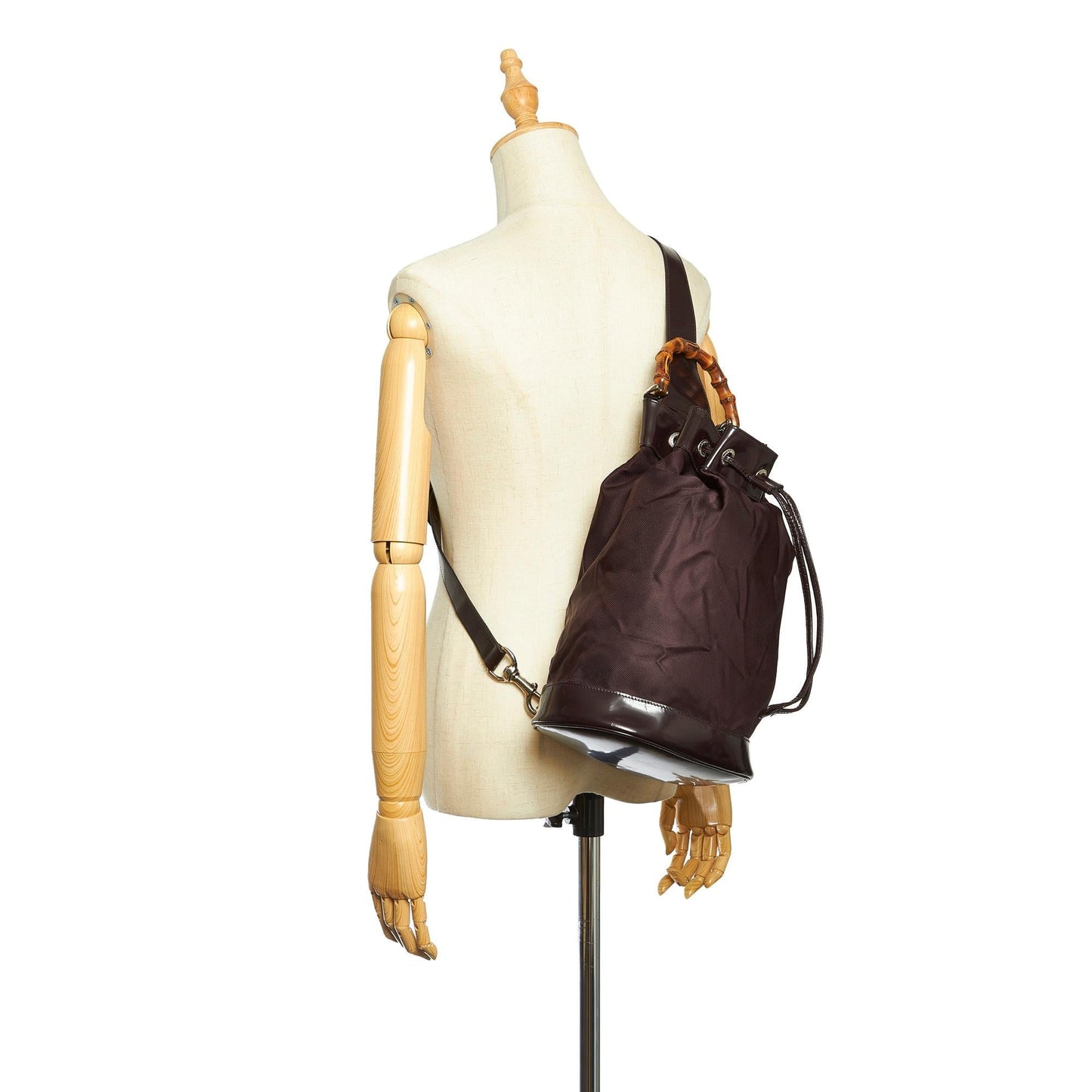 Gucci Bamboo Canvas Drawstring Backpack