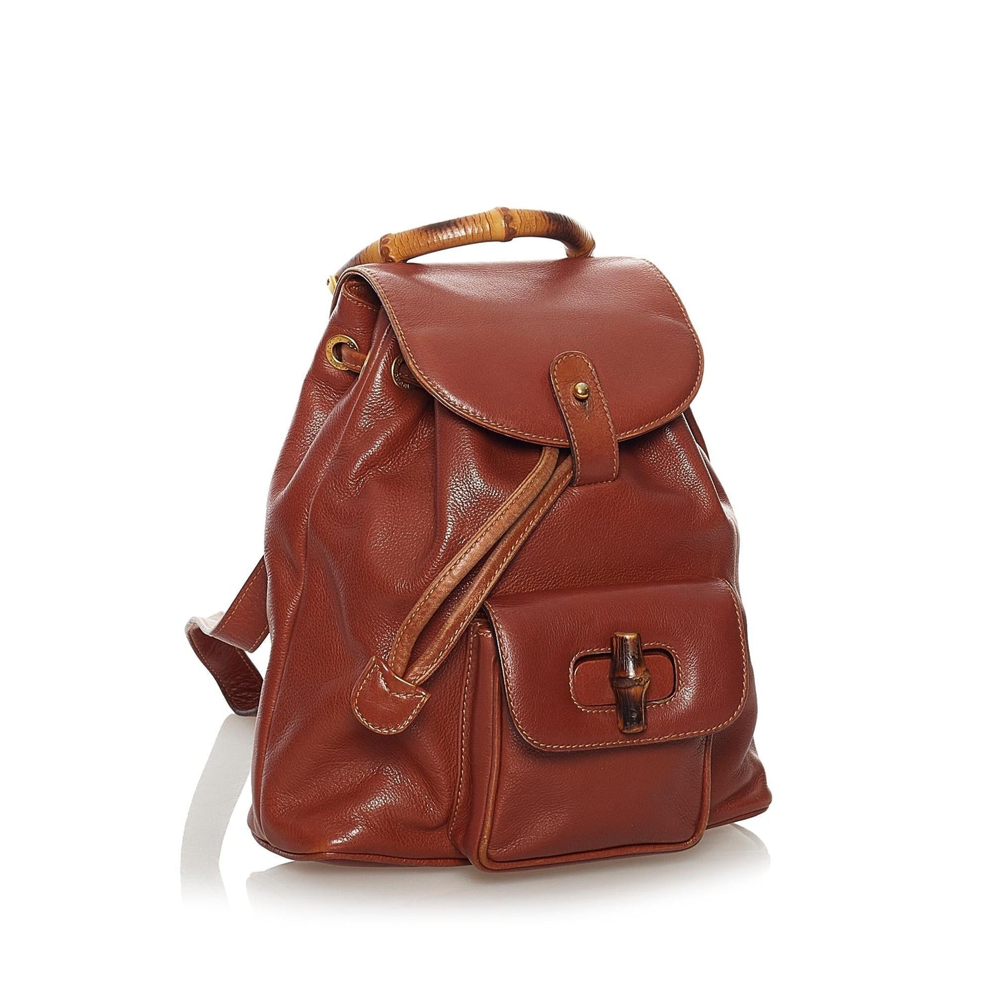 Gucci Bamboo Drawstring Leather Backpack