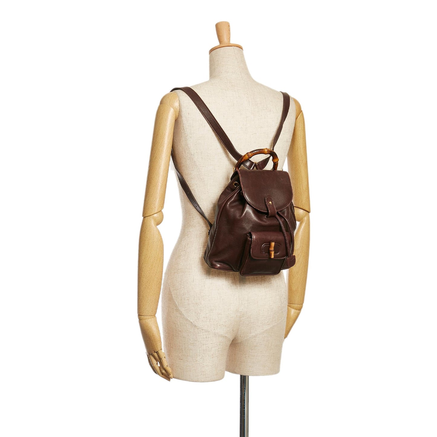 Gucci Bamboo Drawstring Leather Backpack
