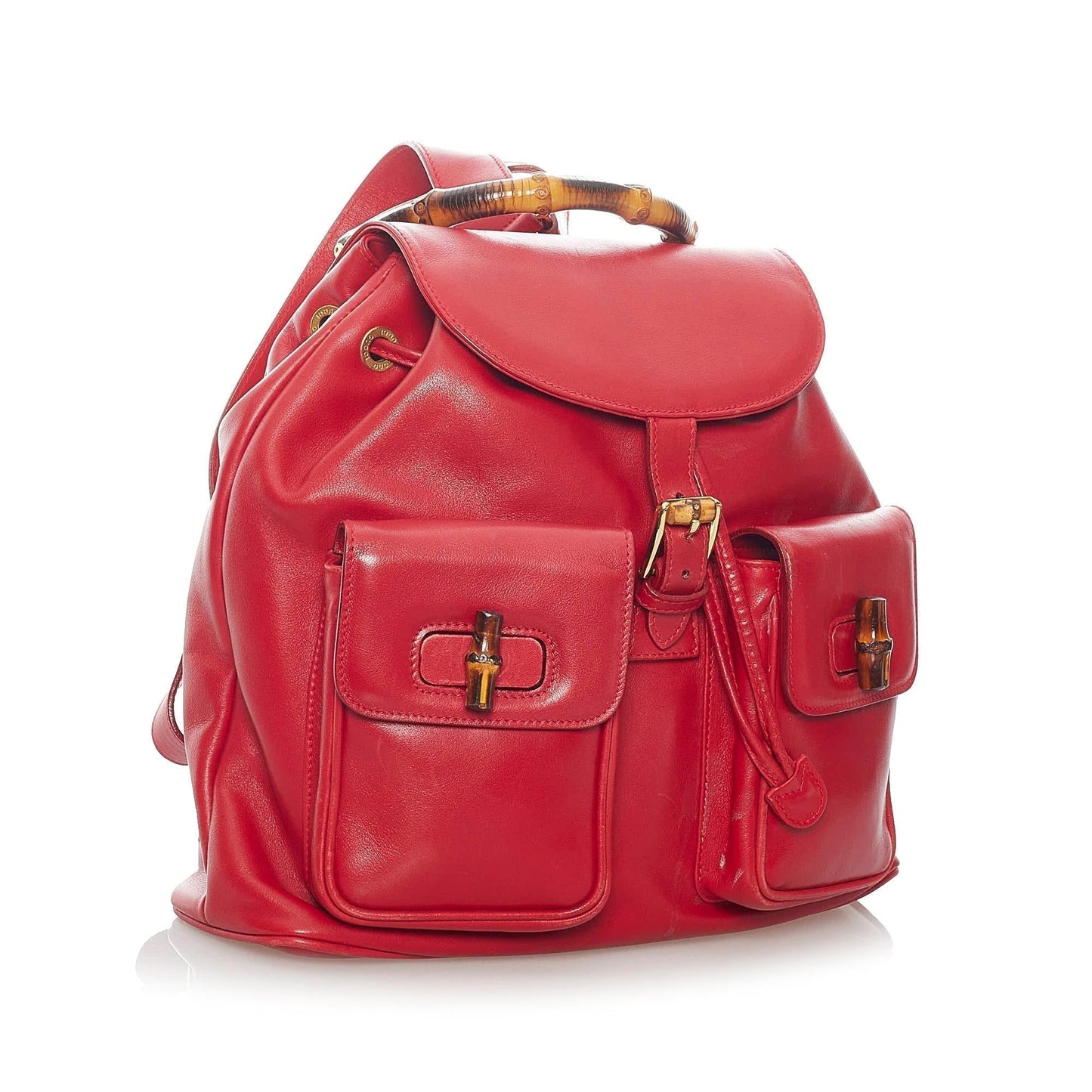 Gucci Bamboo Leather Drawstring Backpack