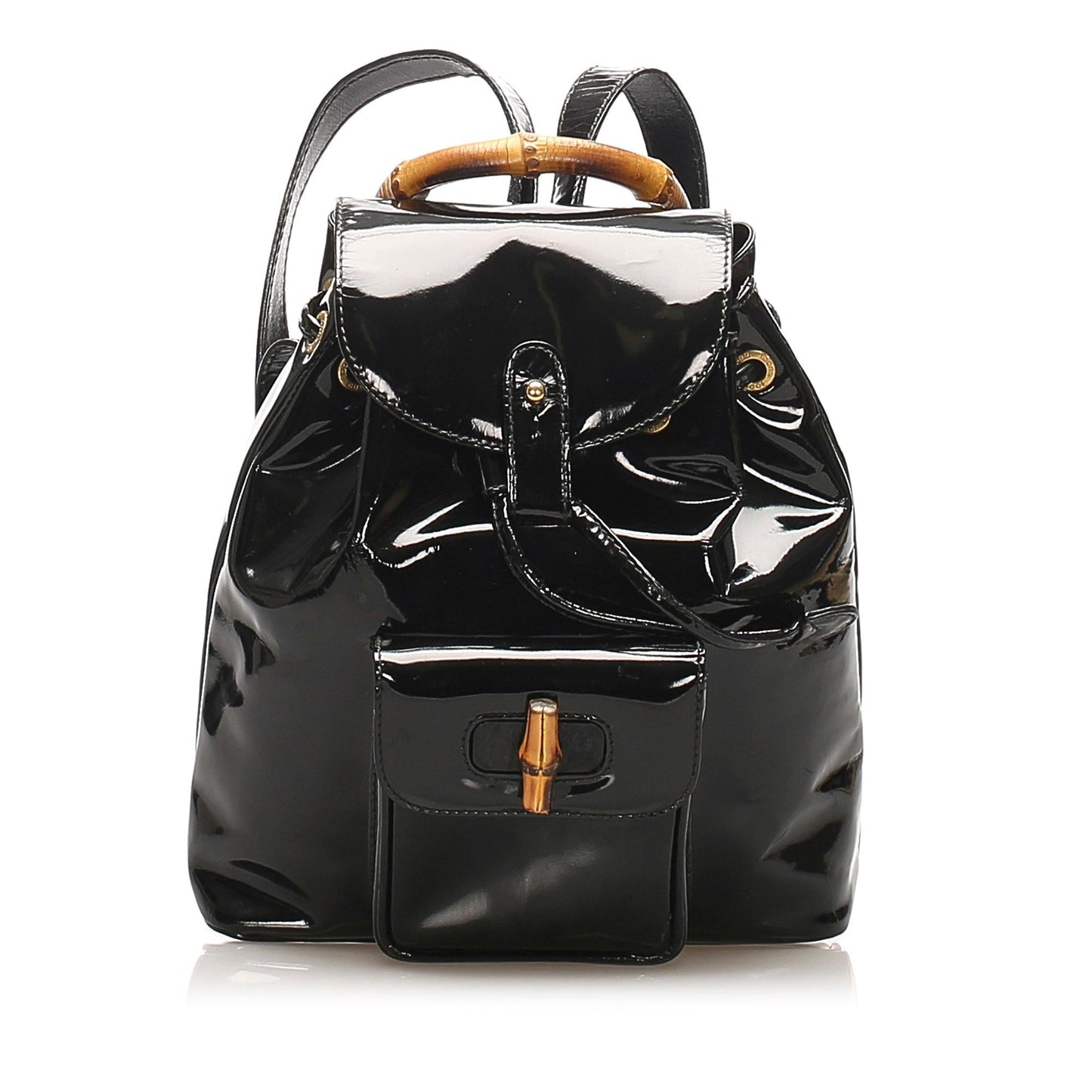 Gucci Bamboo Patent Leather Drawstring Backpack