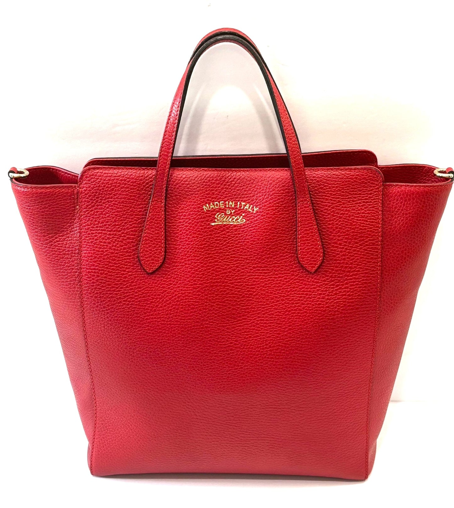 GUCCI PEBBLED CALFSKIN LEATHER MEDIUM TOP HANDLE TOTE BAG