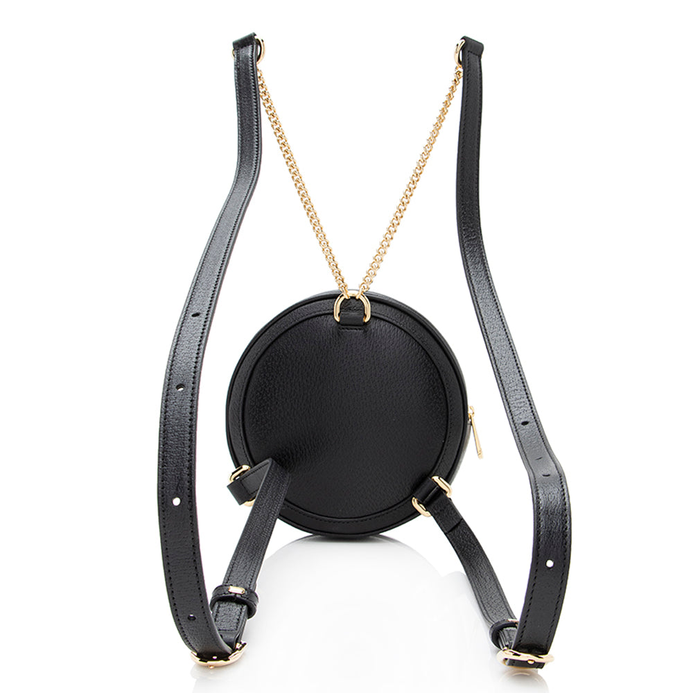 Gucci Leather Ophidia Round Mini Backpack