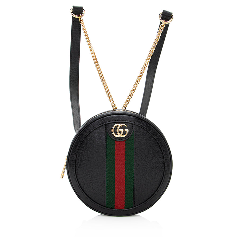 Gucci Leather Ophidia Round Mini Backpack