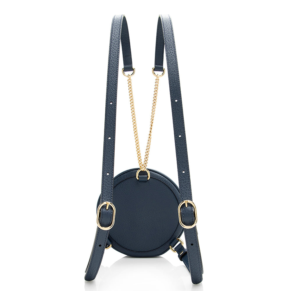 Gucci Leather Ophidia Round Mini Backpack