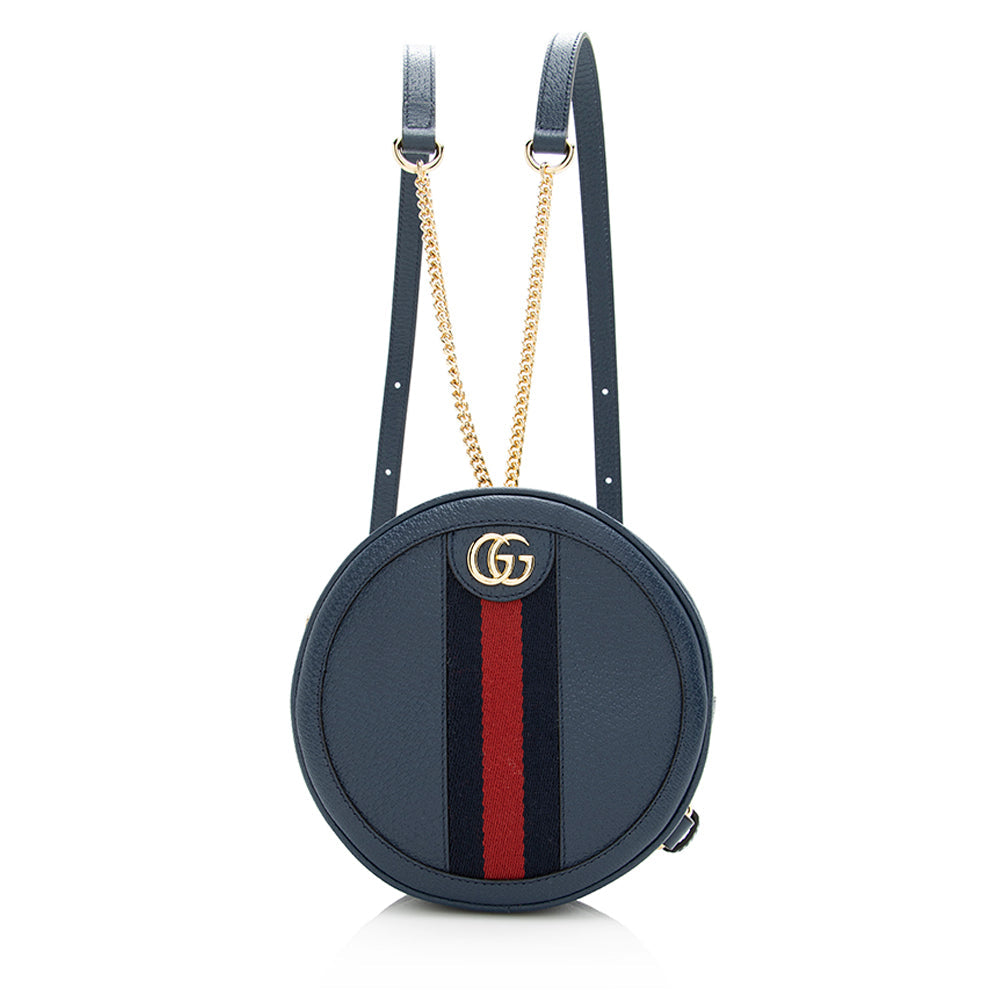 Gucci Leather Ophidia Round Mini Backpack