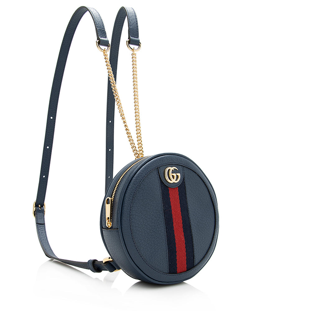Gucci Leather Ophidia Round Mini Backpack