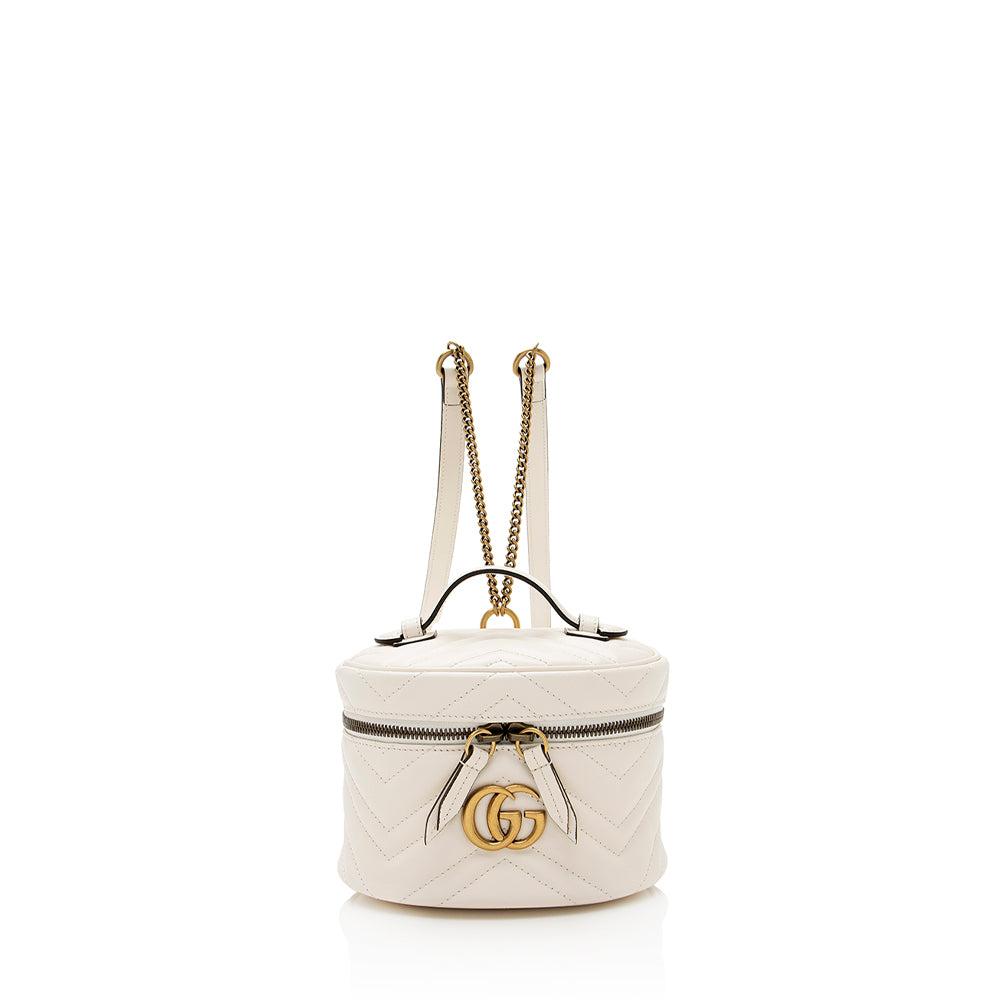 Gucci Matelasse Leather GG Marmont Round Mini Backpack