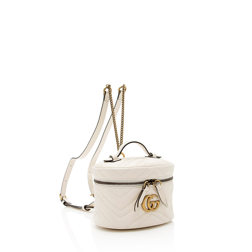 Gucci Matelasse Leather GG Marmont Round Mini Backpack