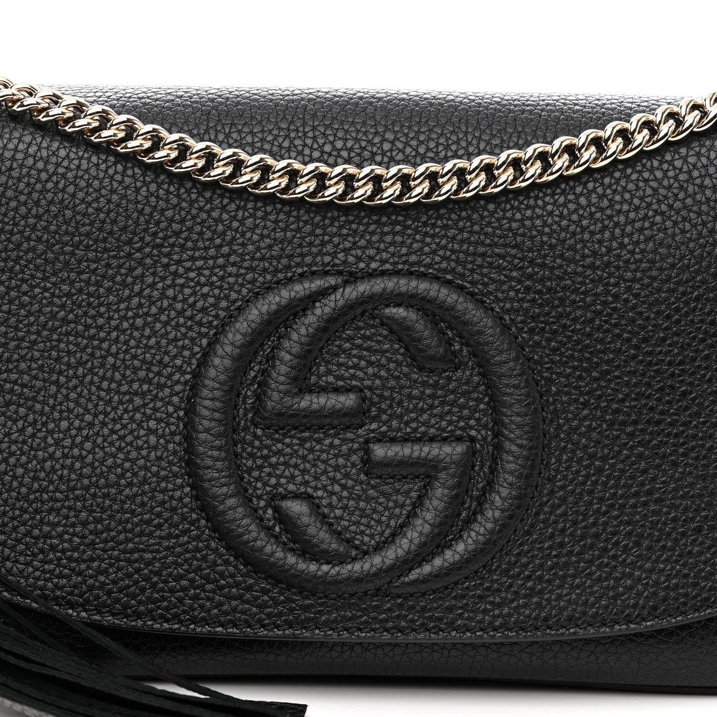 GUCCI PEBBLED CALFSKIN LEATHER SOHO CHAIN BAG