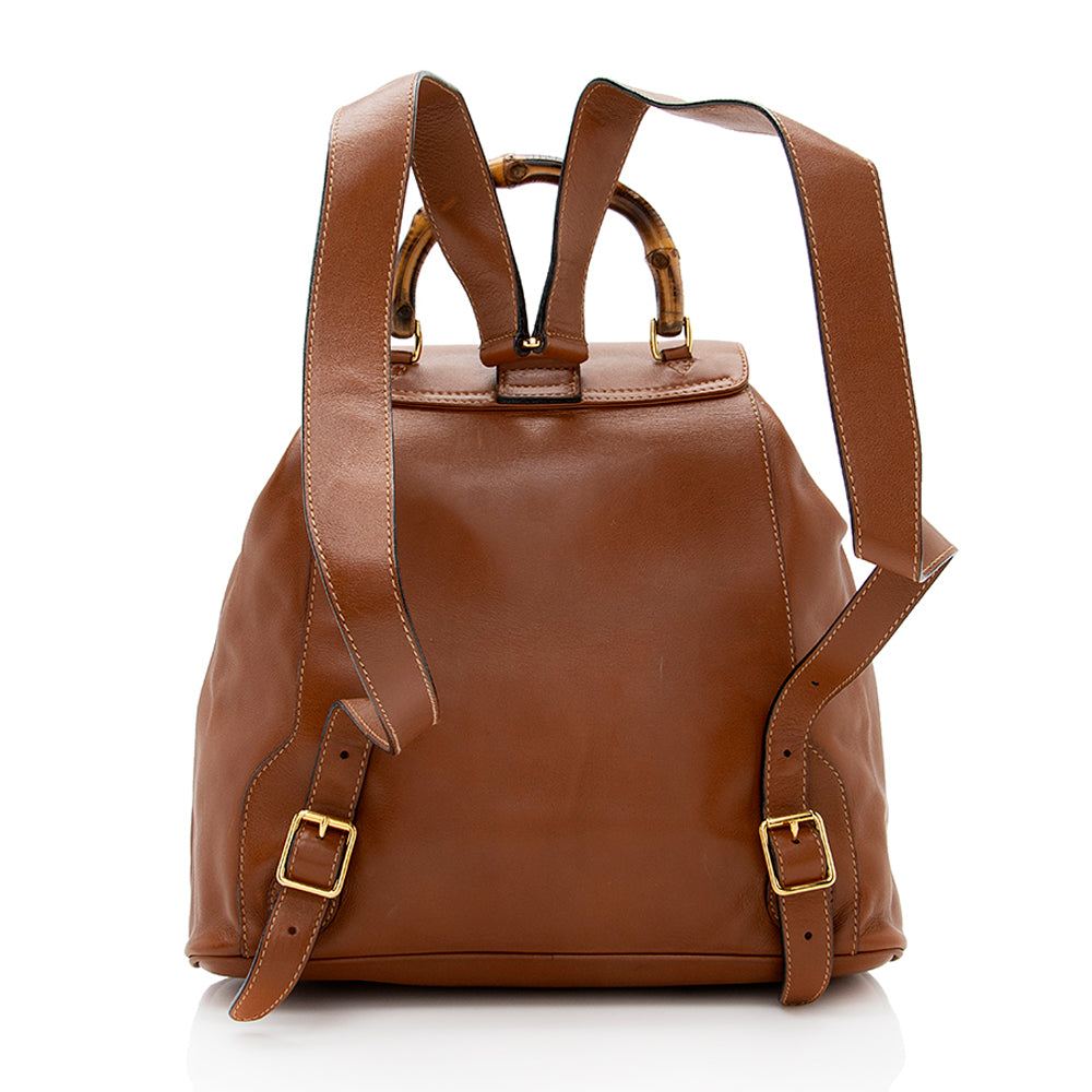 Gucci Vintage Leather Bamboo Backpack
