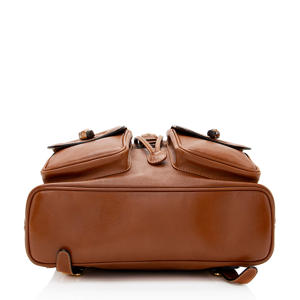 Gucci Vintage Leather Bamboo Backpack