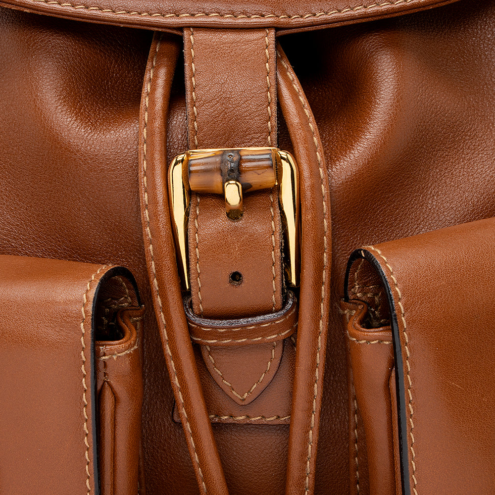 Gucci Vintage Leather Bamboo Backpack