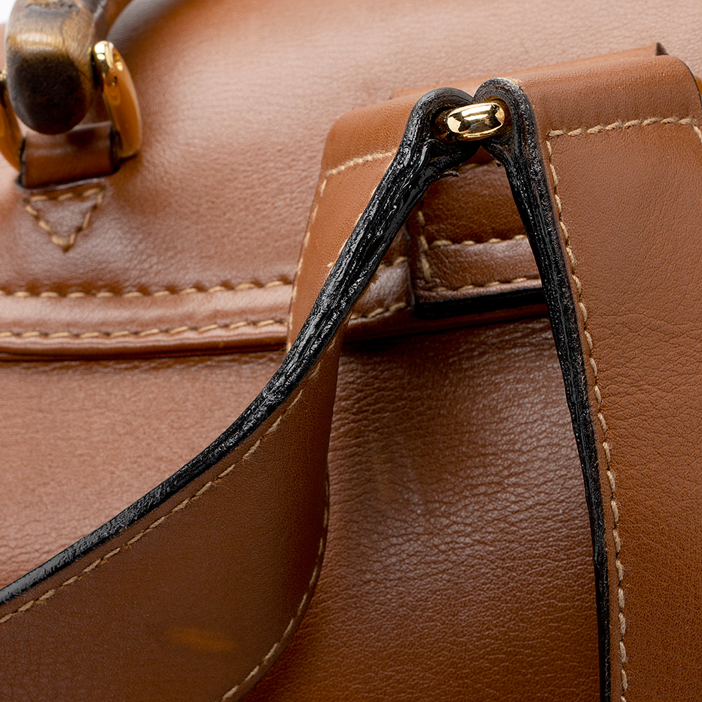 Gucci Vintage Leather Bamboo Backpack