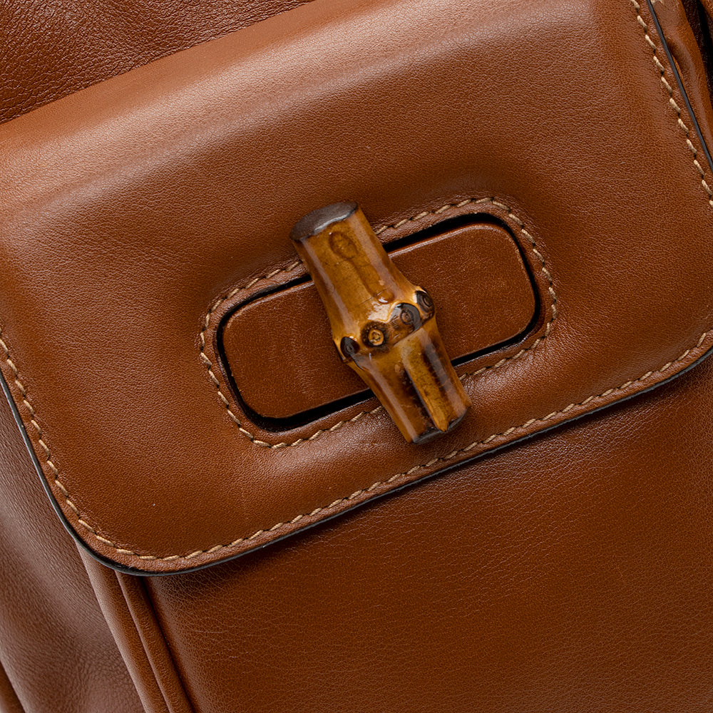 Gucci Vintage Leather Bamboo Backpack