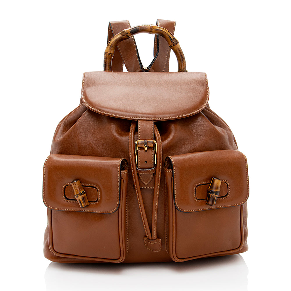 Gucci Vintage Leather Bamboo Backpack