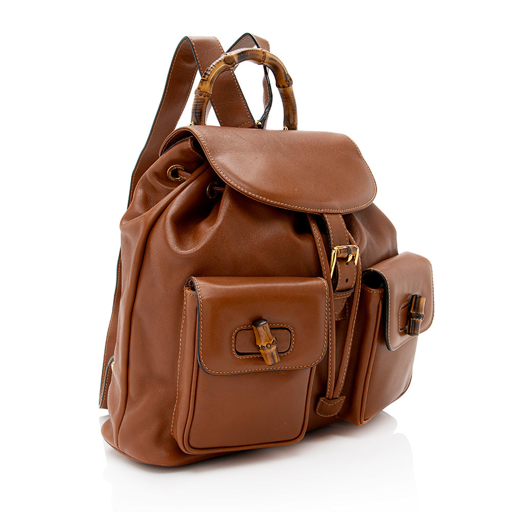 Gucci Vintage Leather Bamboo Backpack