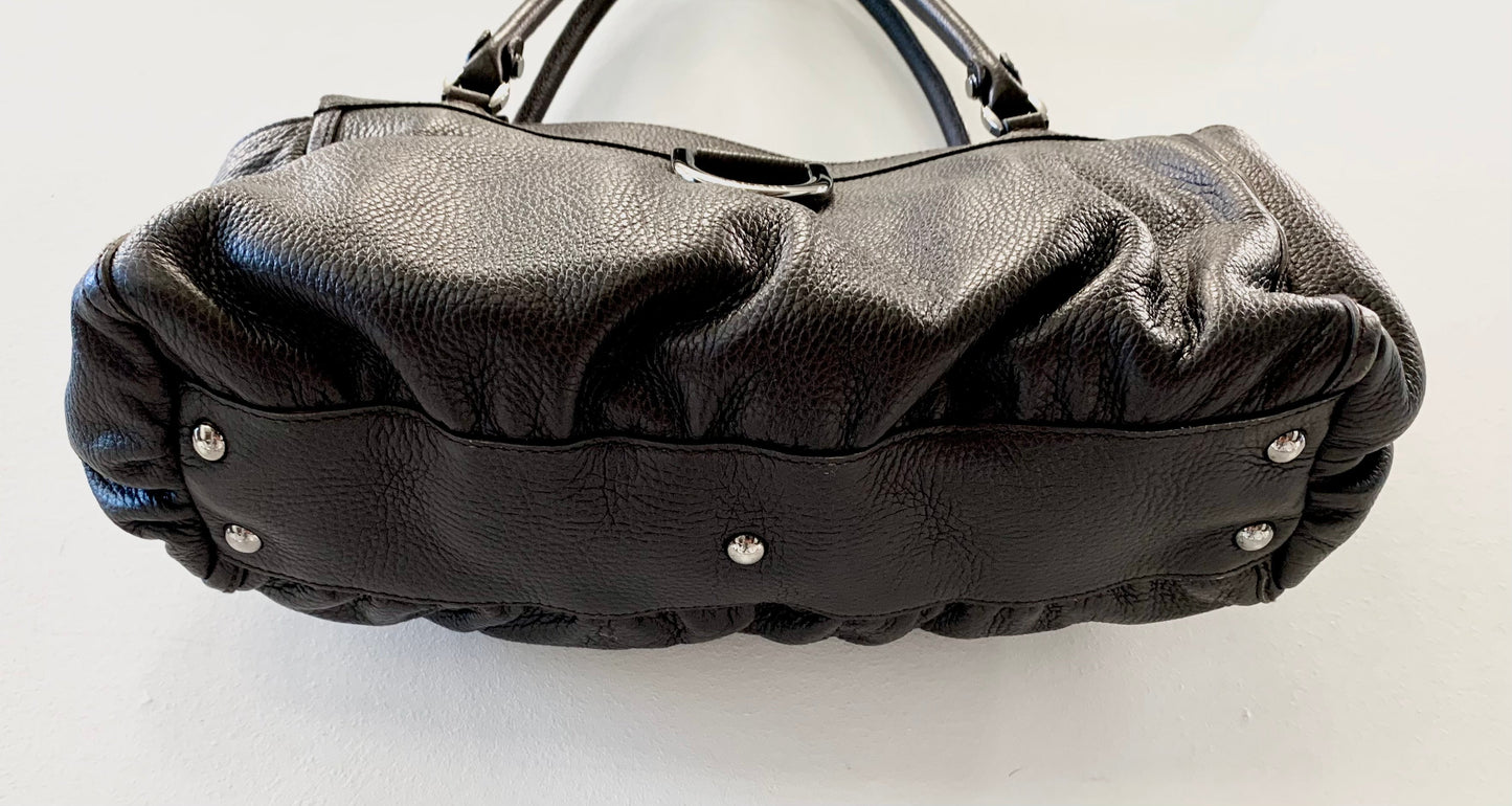 GUCCI BLACK LEATHER D-RING BAG