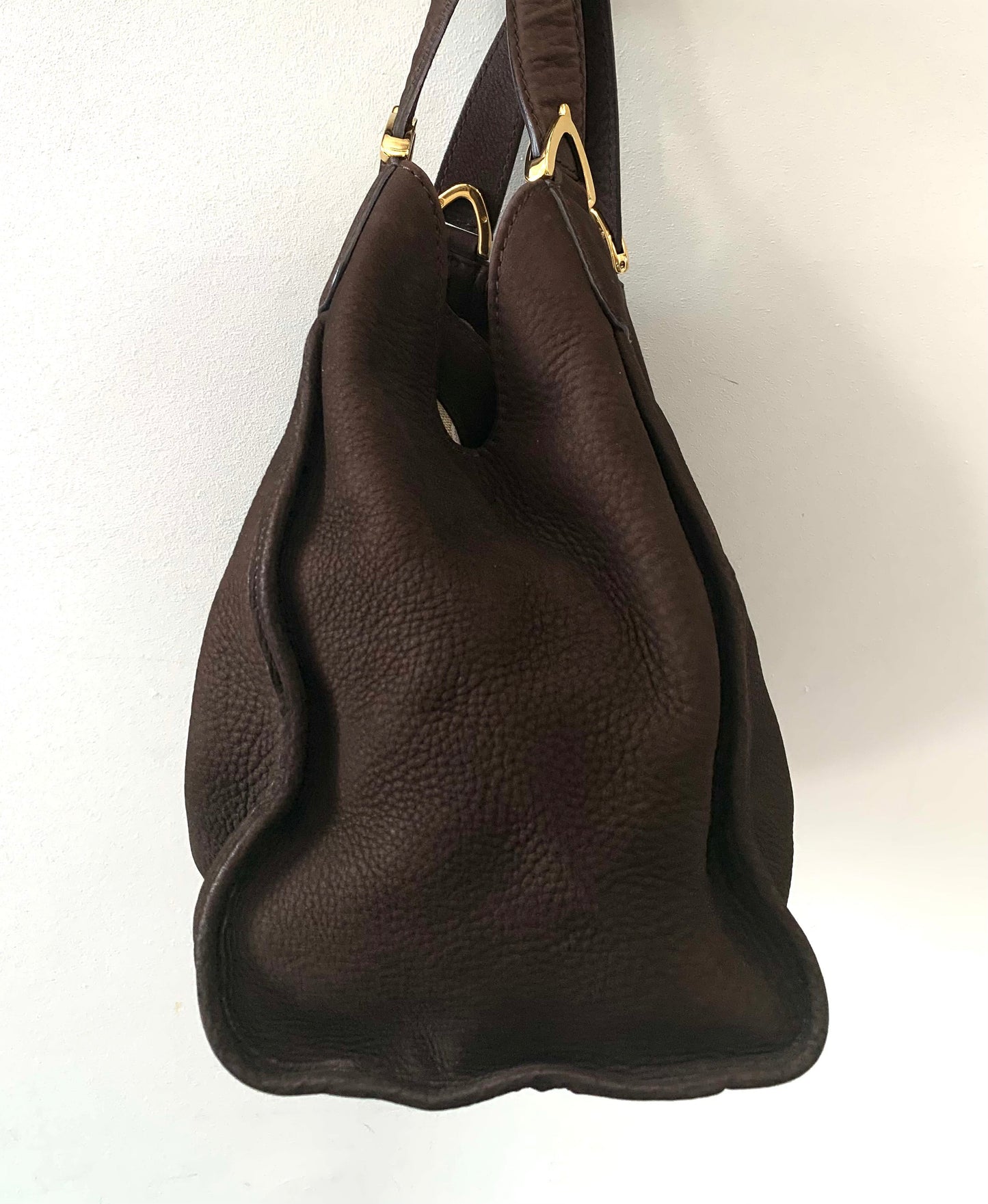 GUCCI STIRRUP NUBUCK SUEDE HOBO BAG