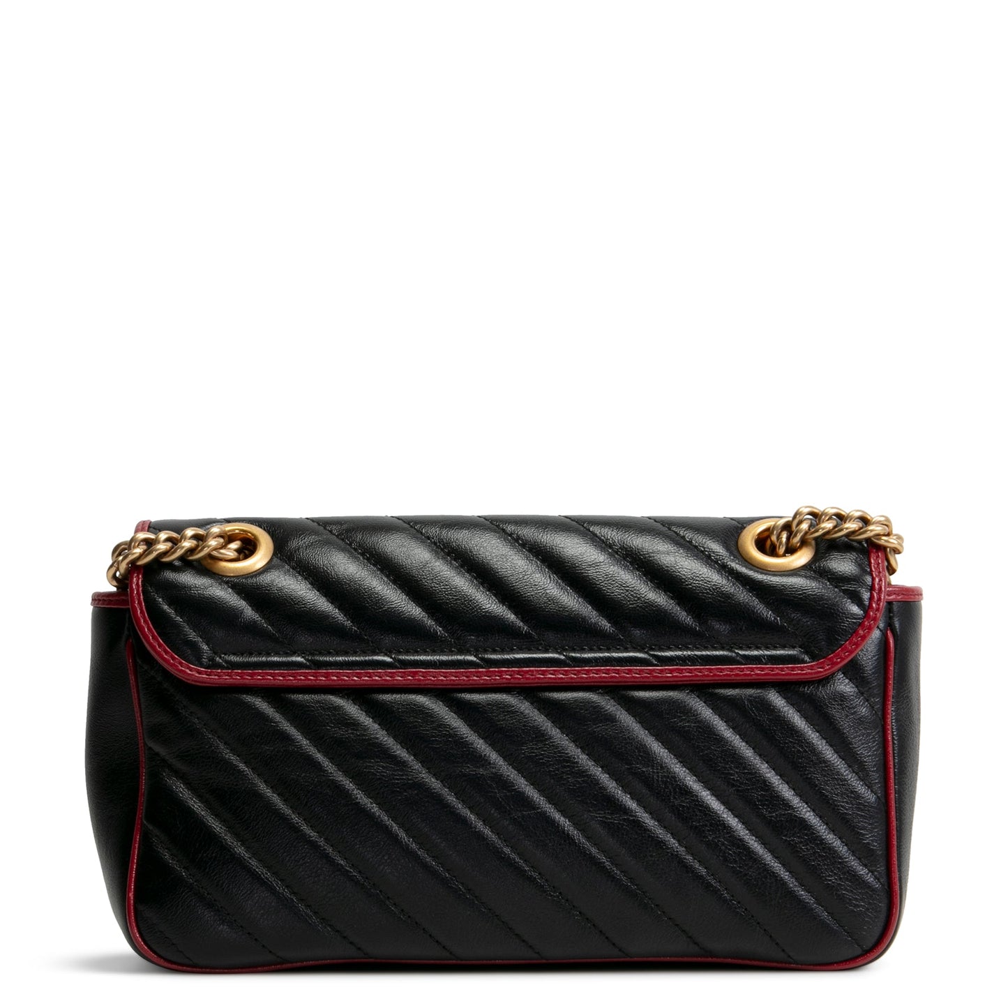 GUCCI Small Torchon GG Marmont Shoulder Bag- Black/Romantic Cherry