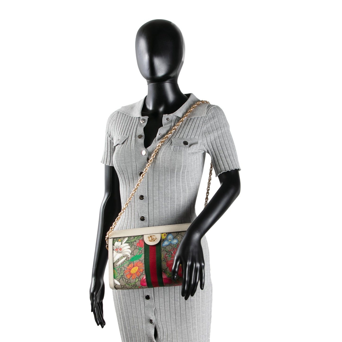 GUCCI Ophidia Floral GG Supreme Chain Shoulder Bag- White OUTLET FINAL SALE