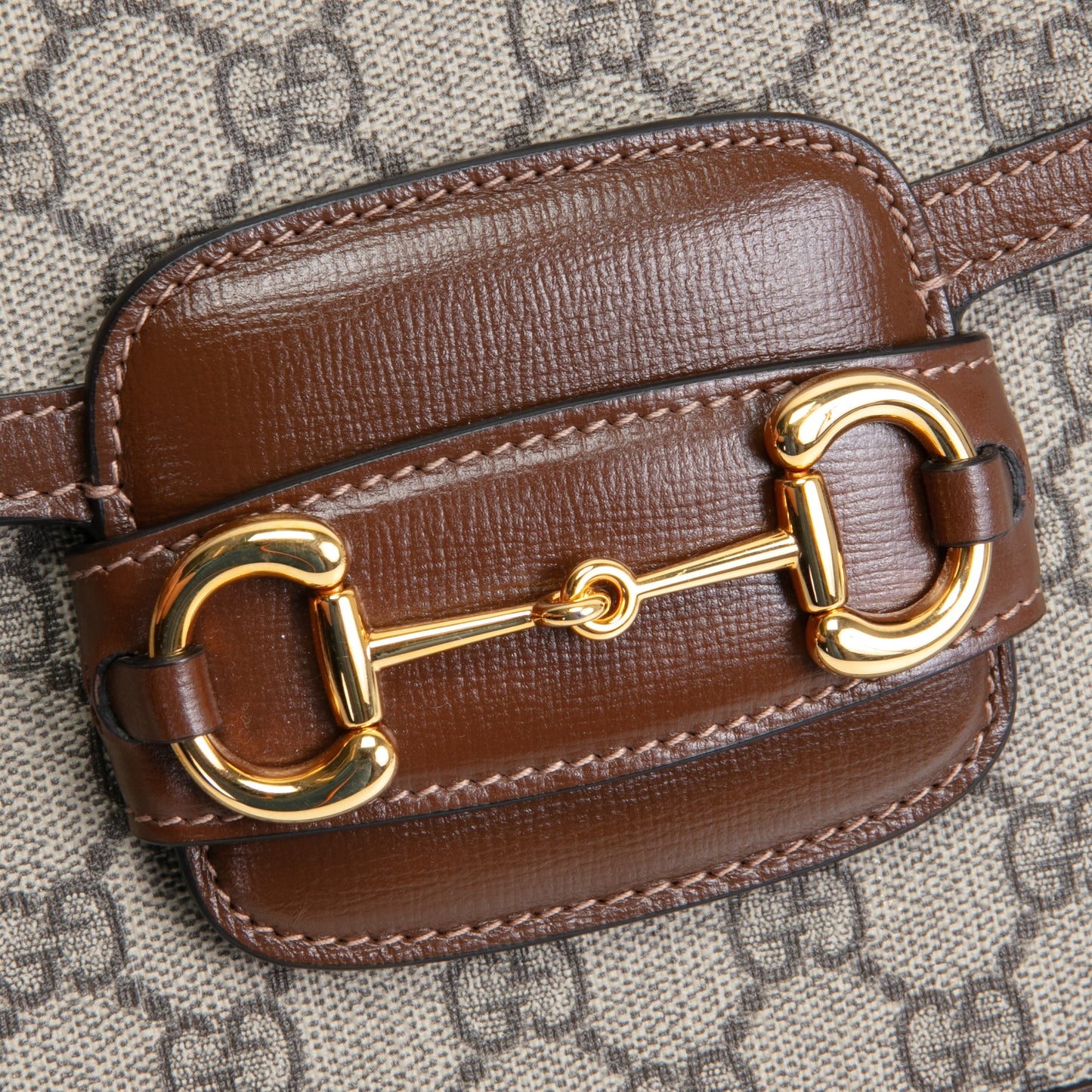 GUCCI 1955 Horsebit Medium Shoulder Bag GG Supreme- Brown