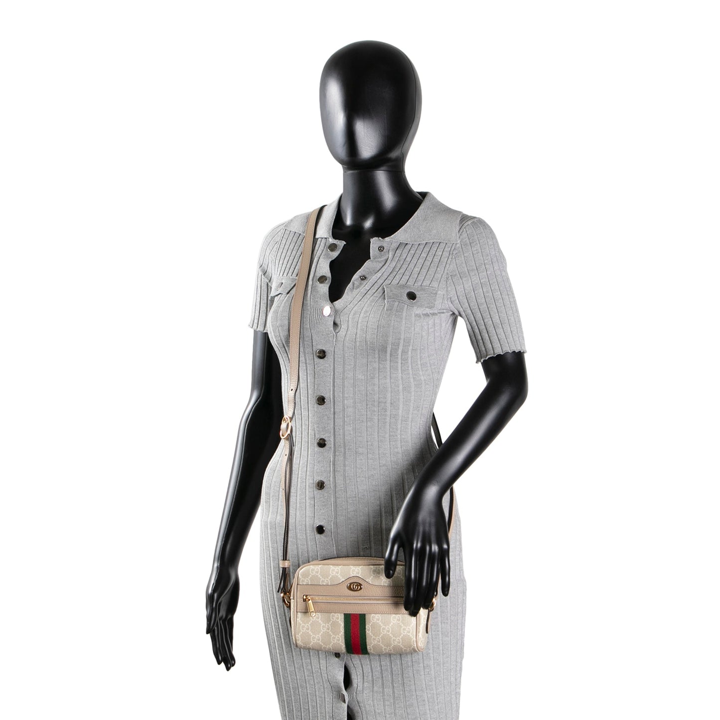 GUCCI GG Supreme Ophidia Mini Crossbody - Cream