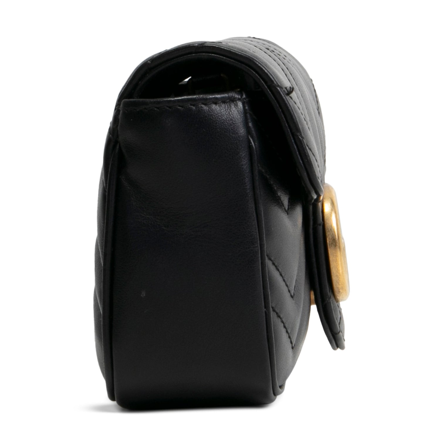 GUCCI Leather Marmont GG Super Mini - Black