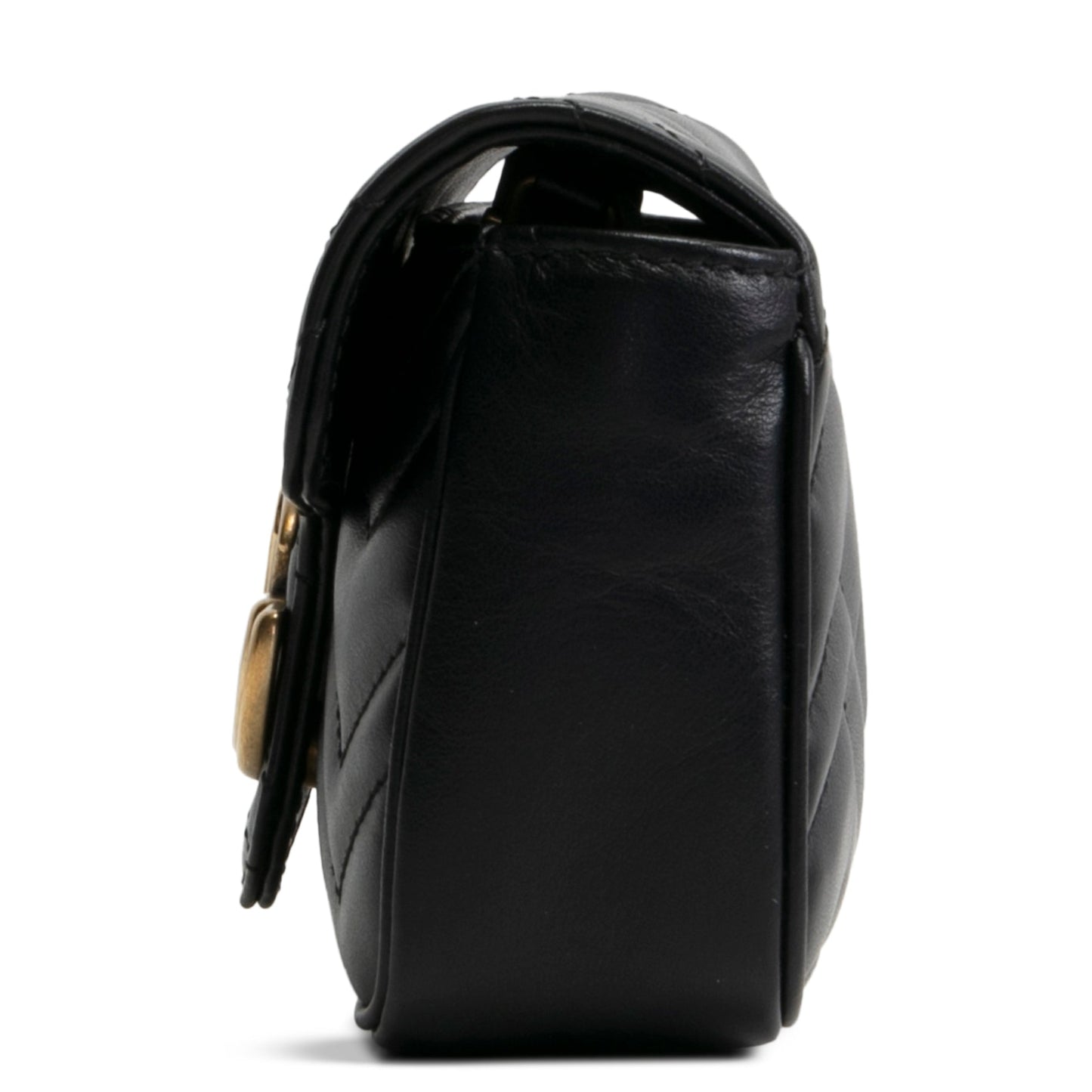 GUCCI Leather Marmont GG Super Mini - Black