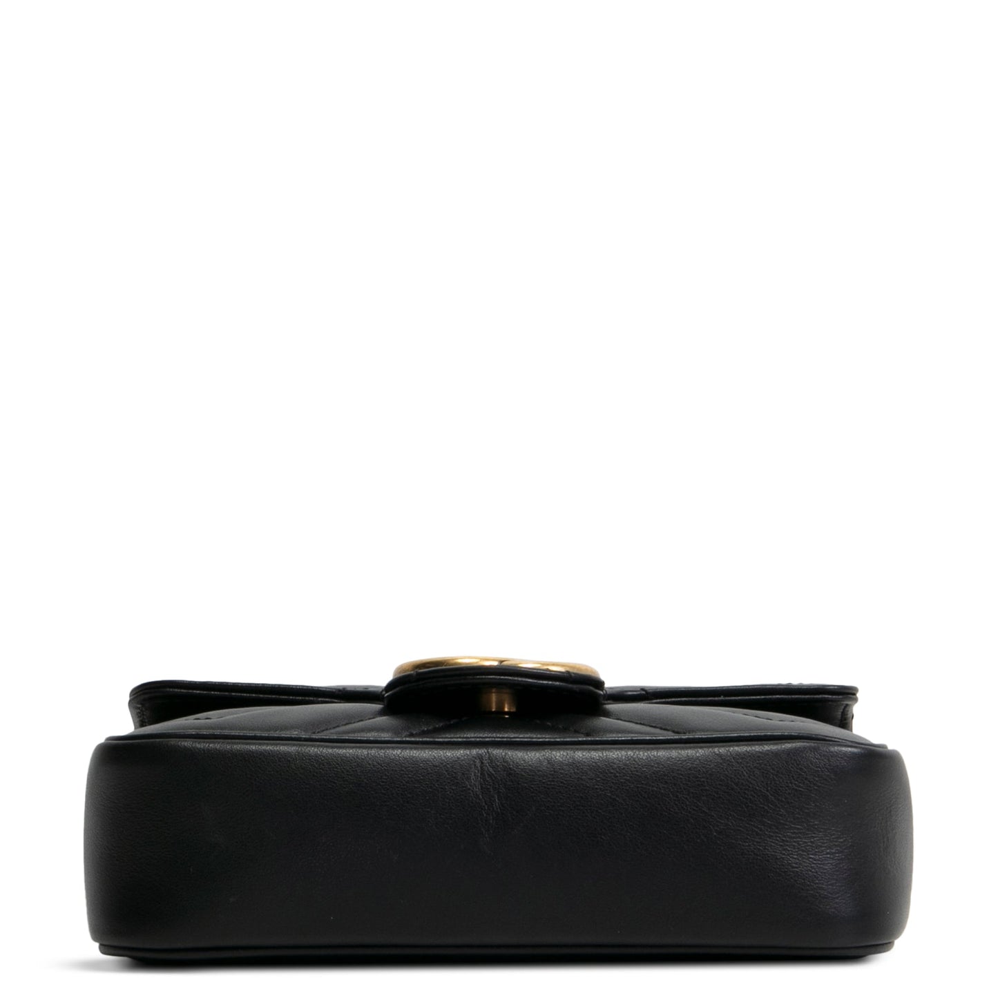 GUCCI Leather Marmont GG Super Mini - Black