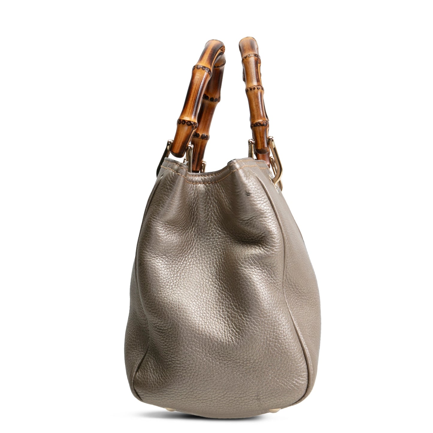 GUCCI Bamboo Shopper Tote - Metallic Pewter