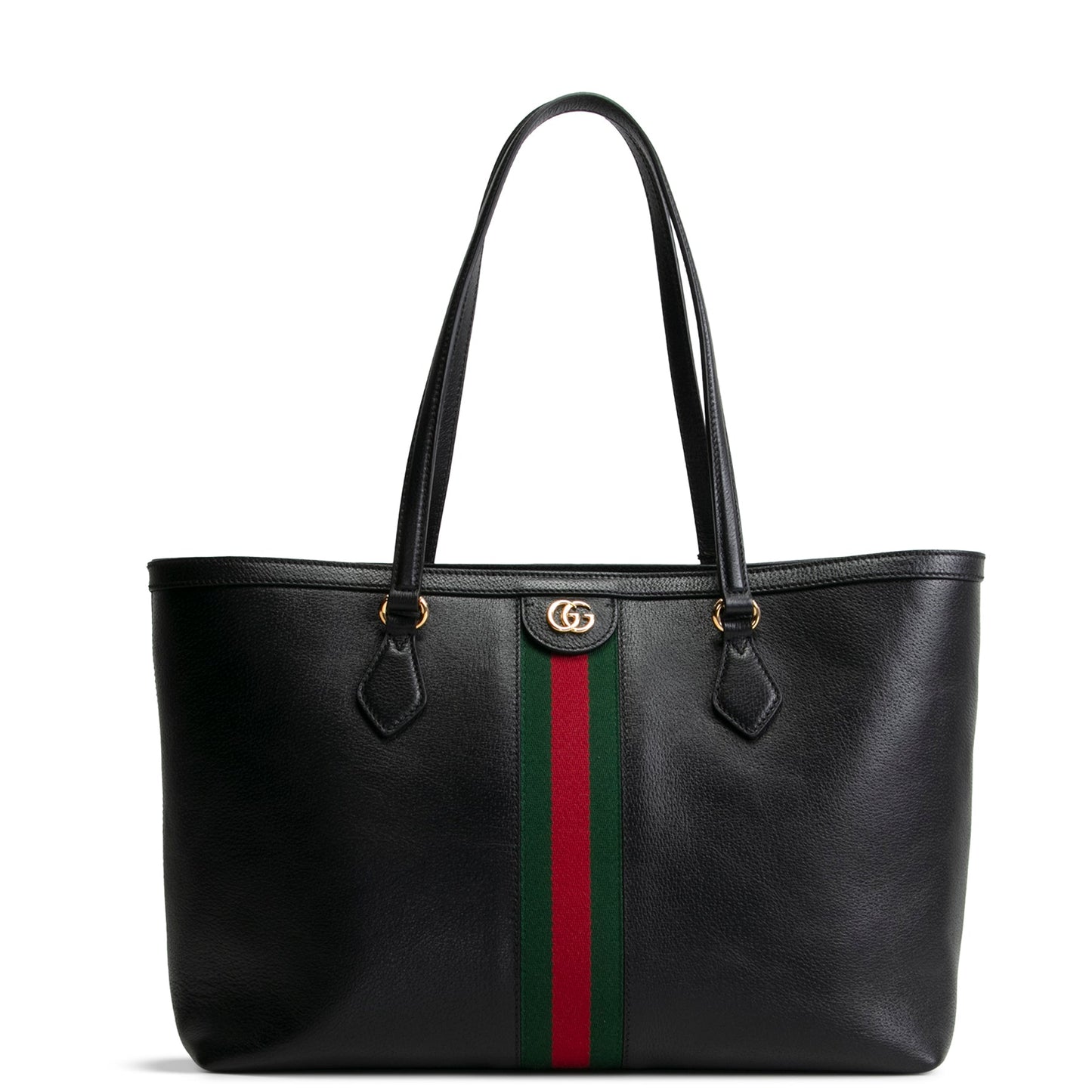 GUCCI Leather Ophidia Web Medium Tote - Black