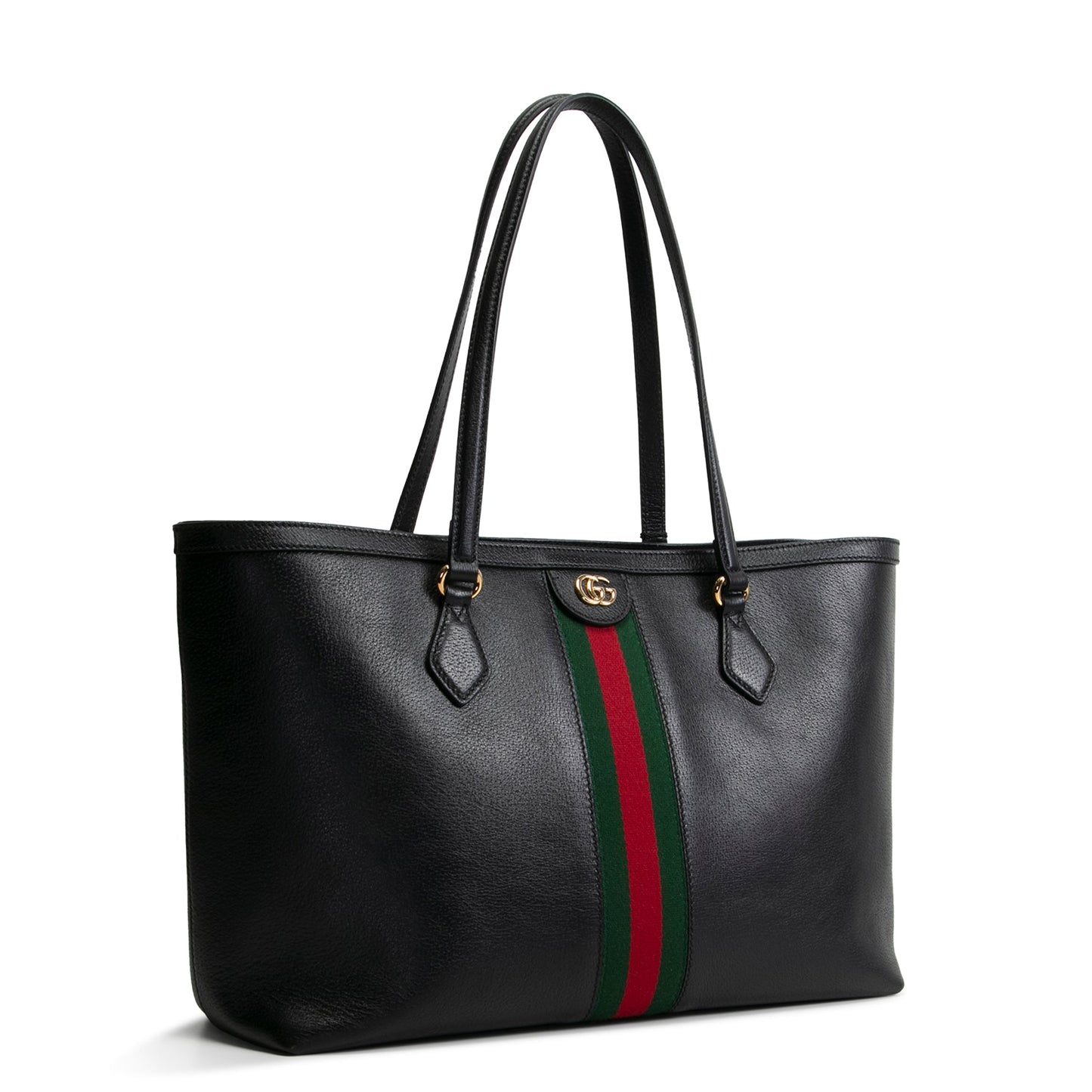 GUCCI Leather Ophidia Web Medium Tote - Black