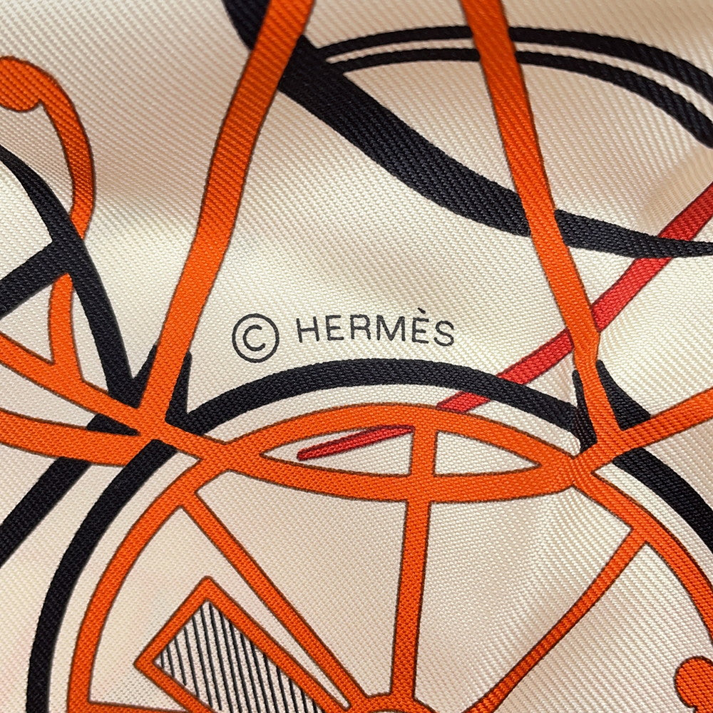 HERMES Scarf Carre 90 Complication Equestre Size 90 Claim/Orange/BlackH004148S 02 Scarf 100%