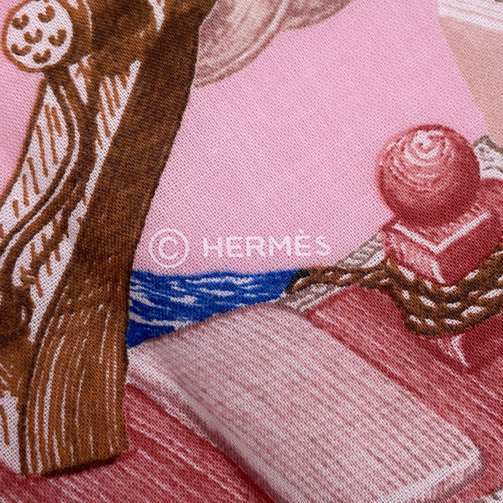 HERMES Carre Board-a-Board Size 80 Rose Dragee / Blue / YellowH41420SH03 Cotton100%