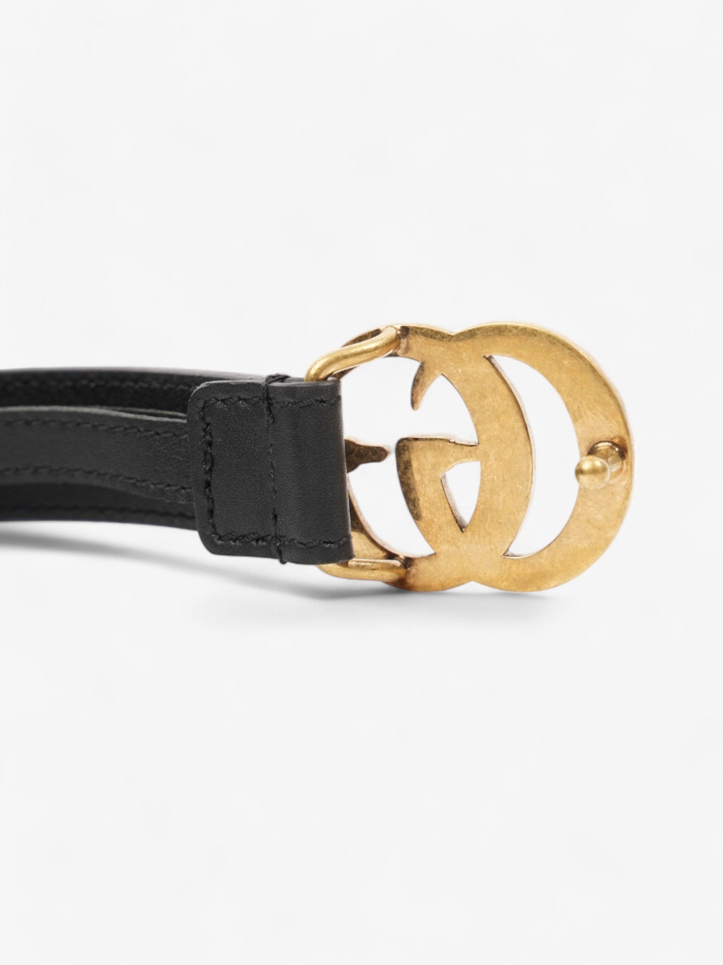Gucci GG Marmont Thin Pearl Belt Black / Gold / Pearl Leather 90cm / 36"