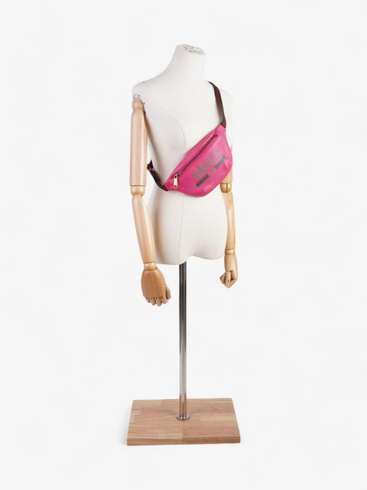Gucci Logo Web Bum Bag Neon Pink / Green / Red Leather