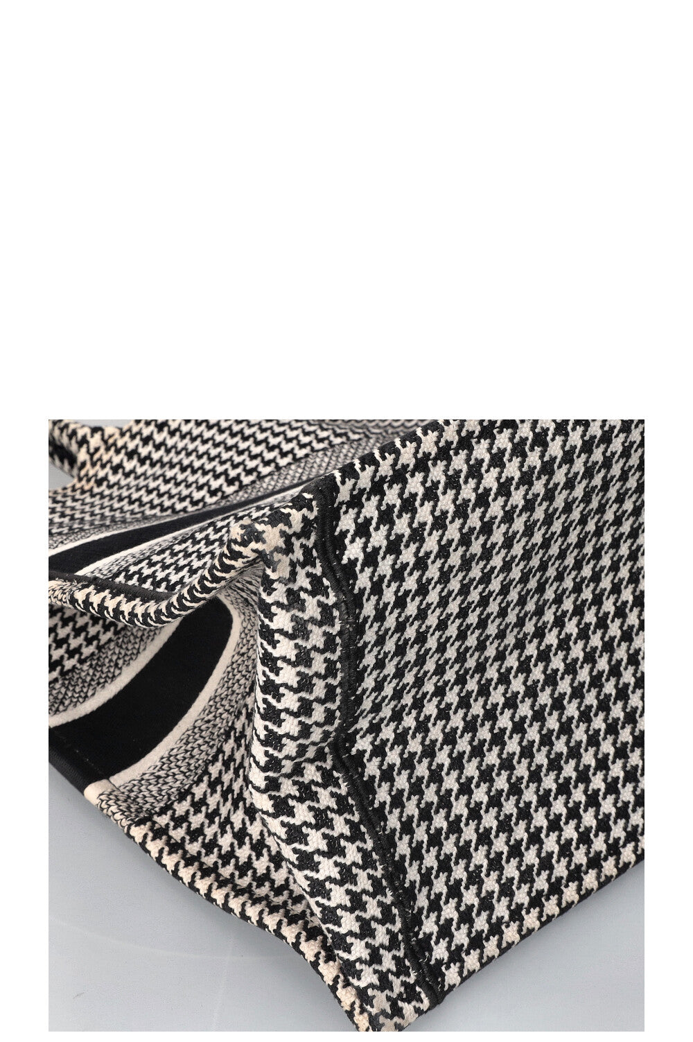 CHRISTIAN DIOR Houndstooth Book Tote Black & White