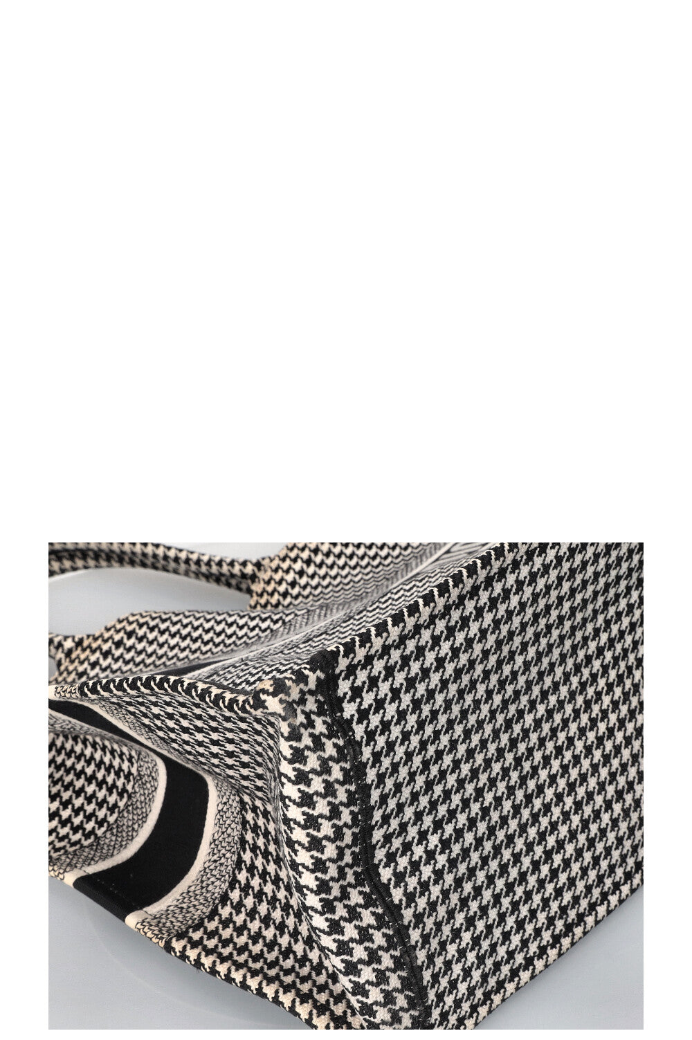 CHRISTIAN DIOR Houndstooth Book Tote Black & White