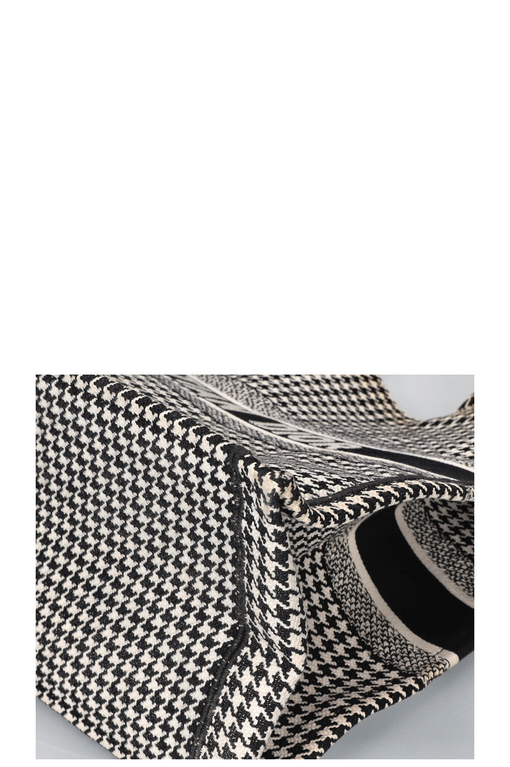 CHRISTIAN DIOR Houndstooth Book Tote Black & White