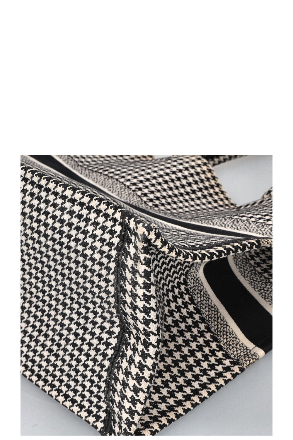 CHRISTIAN DIOR Houndstooth Book Tote Black & White