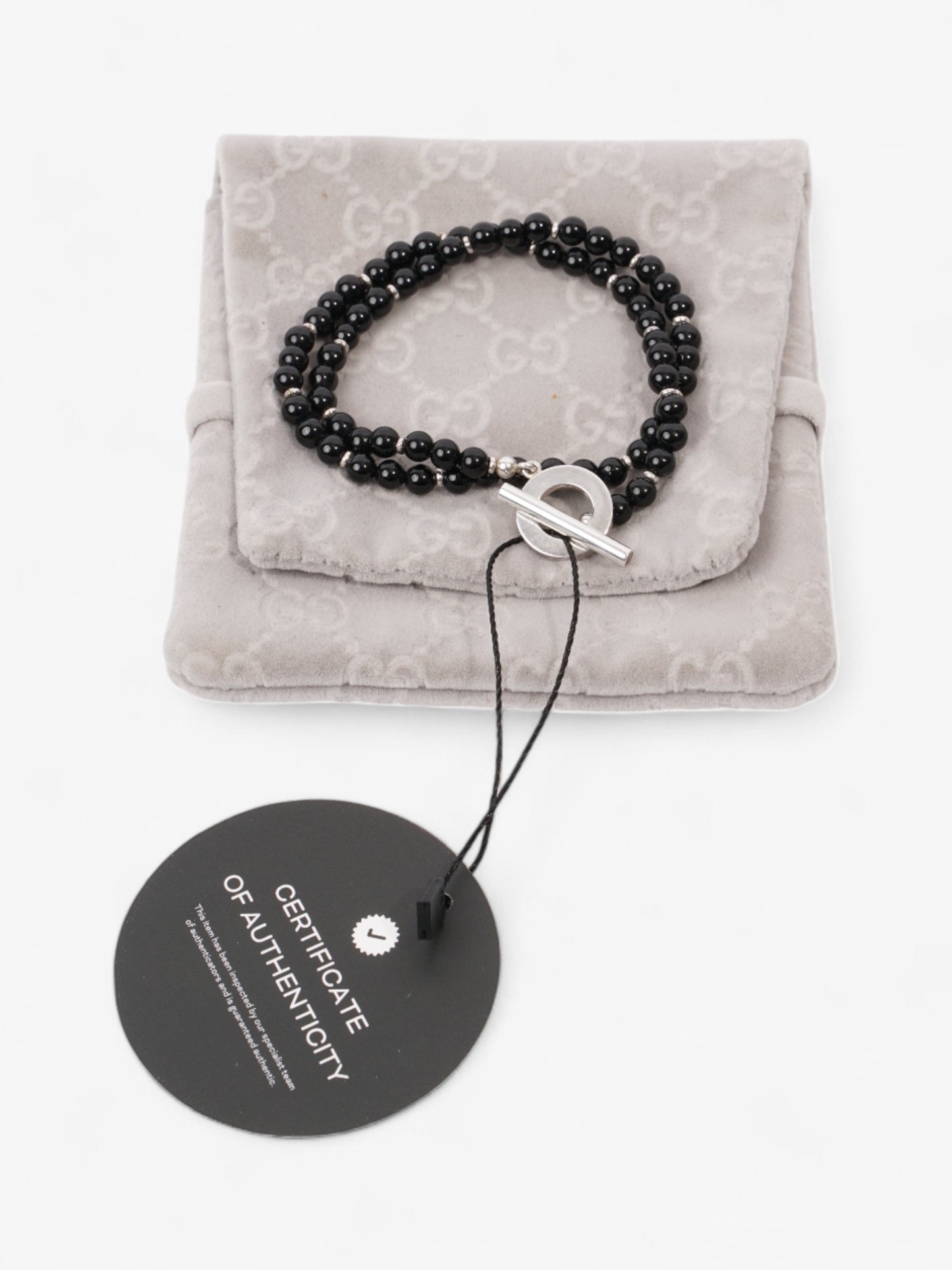 Gucci Beaded Necklace Black / Silver Silver Sterling