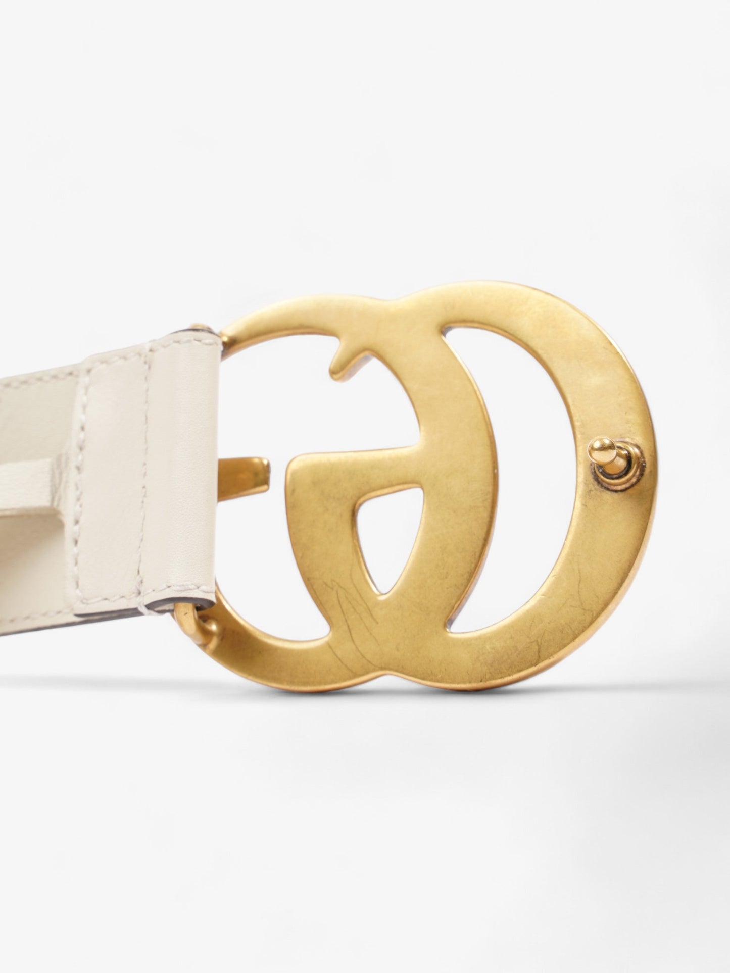 Gucci GG Marmont Wide Belt White Leather 400593