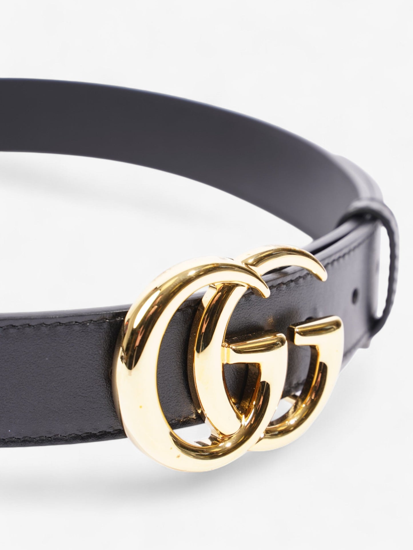 Gucci GG Marmont Belt Black / Gold Leather 70cm / 28"