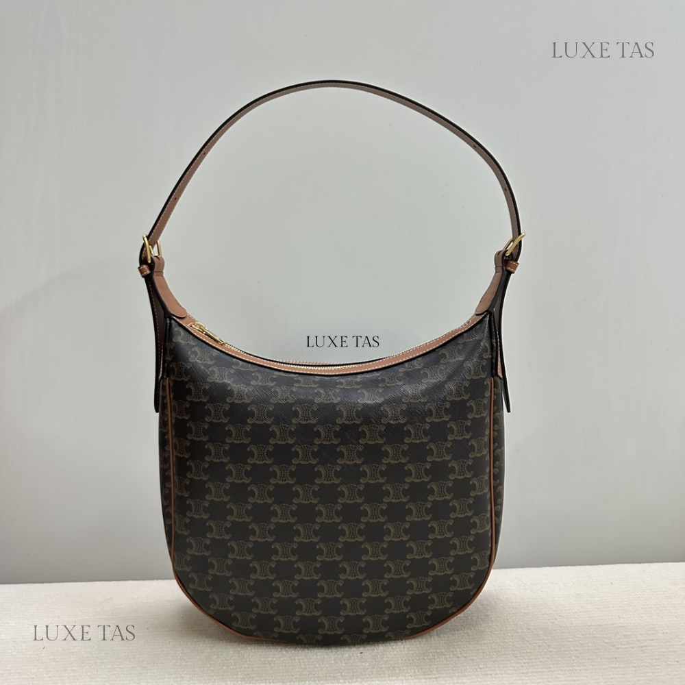 Tan Heloise Cuir Triomphe Bag In Triomphe Canvas And Calfskin Leather Tote Bag for Women