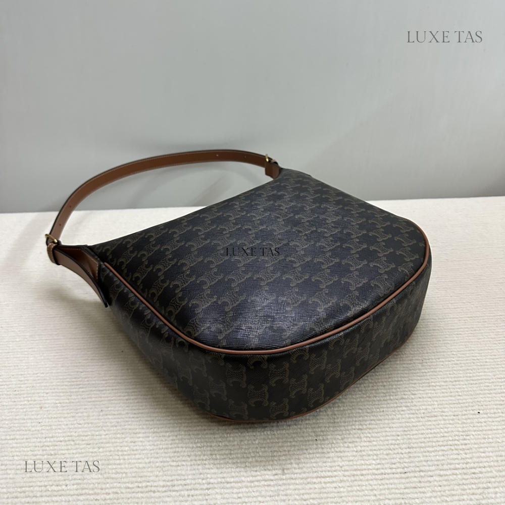 Tan Heloise Cuir Triomphe Bag In Triomphe Canvas And Calfskin Leather Tote Bag for Women