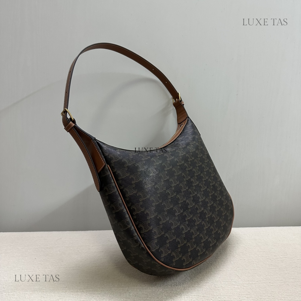 Tan Heloise Cuir Triomphe Bag In Triomphe Canvas And Calfskin Leather Tote Bag for Women