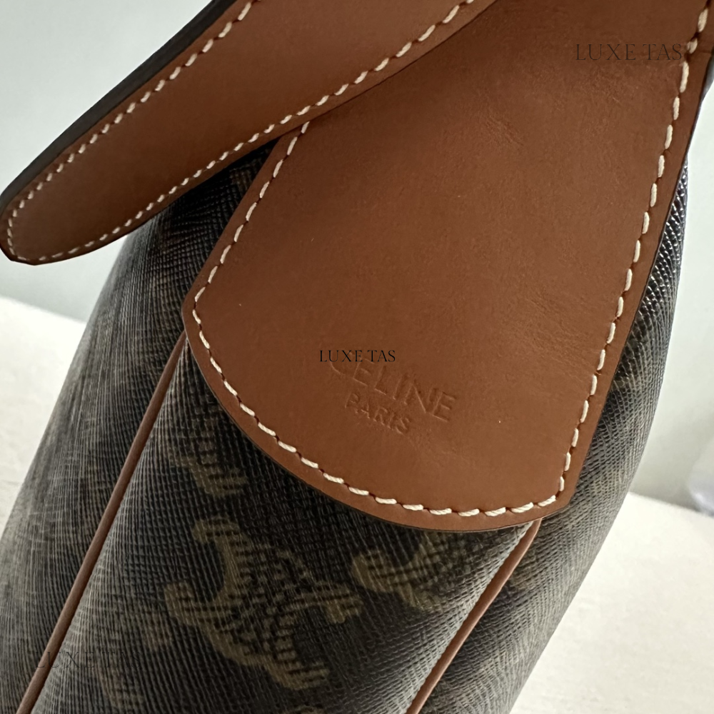Tan Heloise Cuir Triomphe Bag In Triomphe Canvas And Calfskin Leather Tote Bag for Women