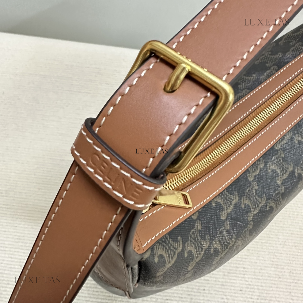 Tan Heloise Cuir Triomphe Bag In Triomphe Canvas And Calfskin Leather Tote Bag for Women