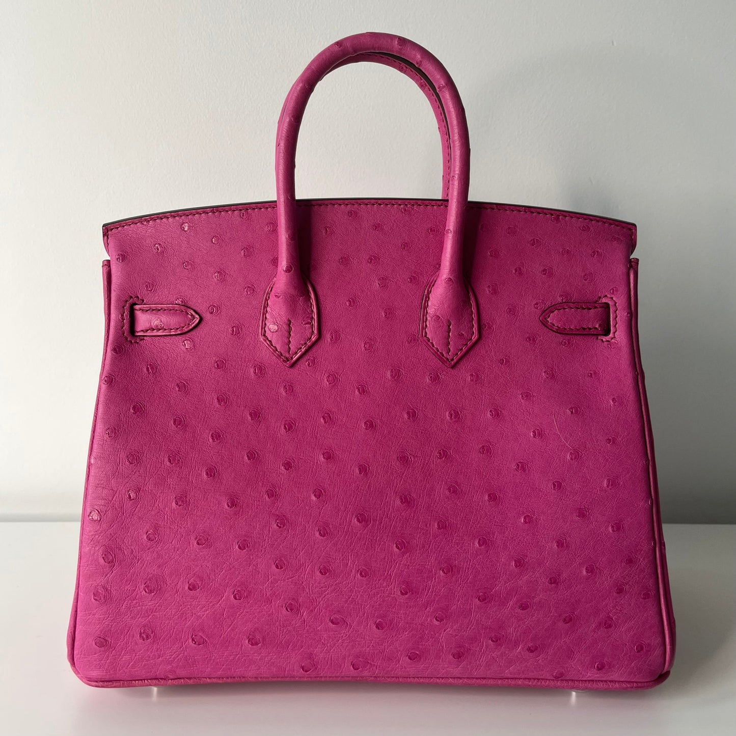 Hermes Birkin 25 Fuschia Ostrich Palladium Hardware